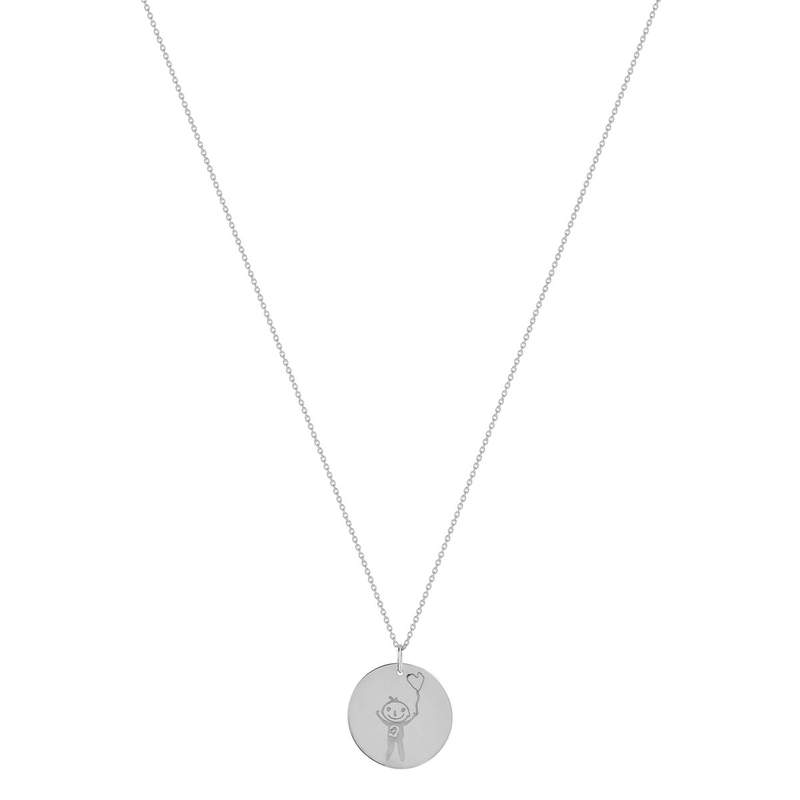 Collier en argent 925 médaille ronde à graver - vue 2