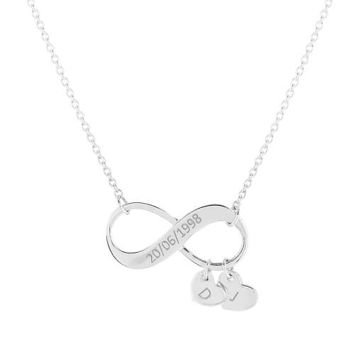 Collier argent 925 infini pampilles coeurs personnalisable 45 cm