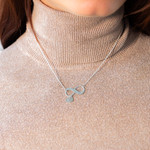 Collier argent 925 infini pampilles coeurs personnalisable 45 cm - vue porté 1