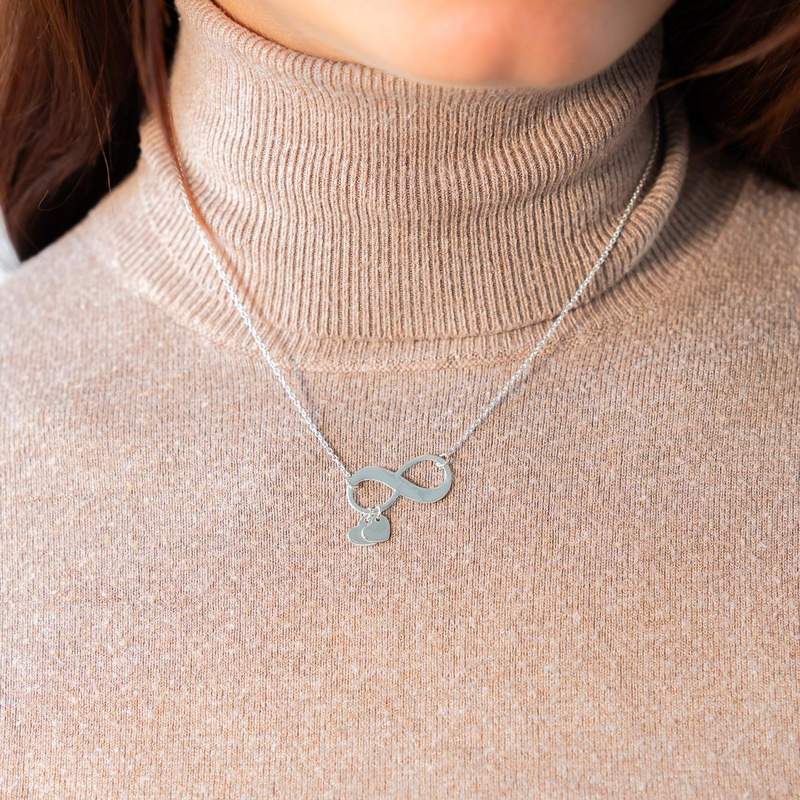 Collier argent 925 infini pampilles coeurs personnalisable 45 cm - vue porté 1