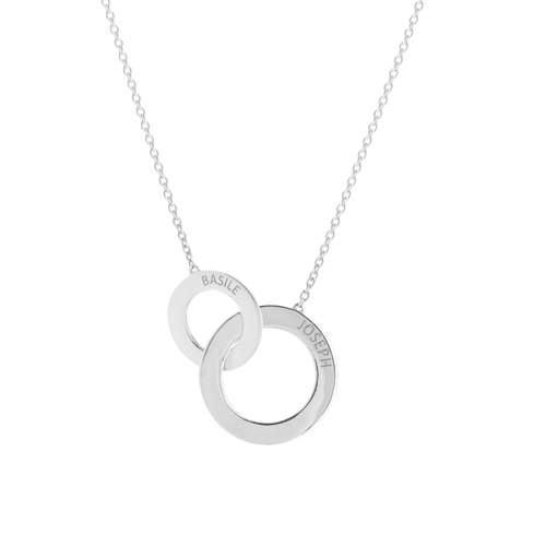 Collier en argent 925 disques entrelacés personnalisables 45 cm