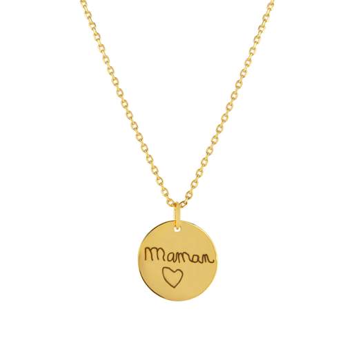 Collier plaqué or médaille personnalisable 45 cm
