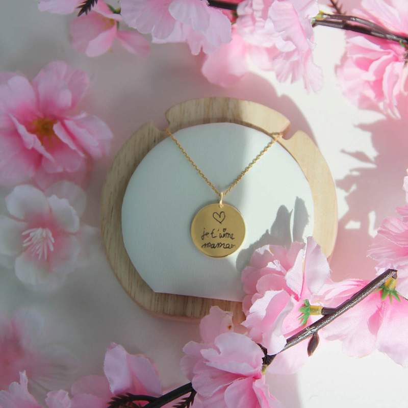 Collier plaqué or médaille personnalisable 45 cm - vue D1