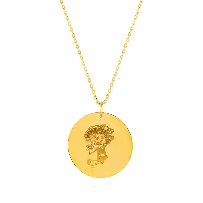 Collier plaqué or médaille personnalisable 45 cm - vue porté 1