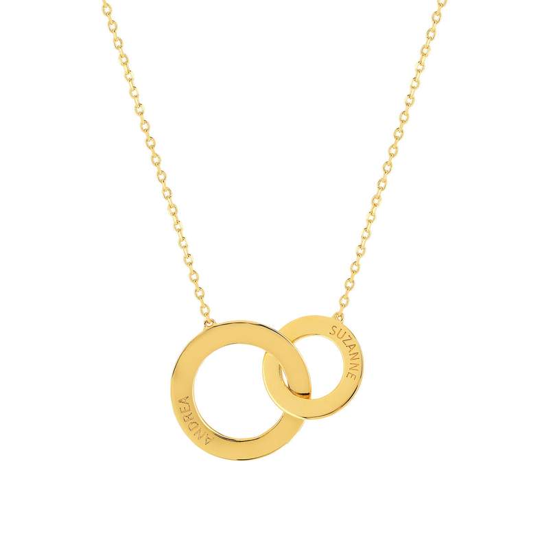 Collier plaqué or 2 cercles personnalisables entrelacés 45 cm - vue 1