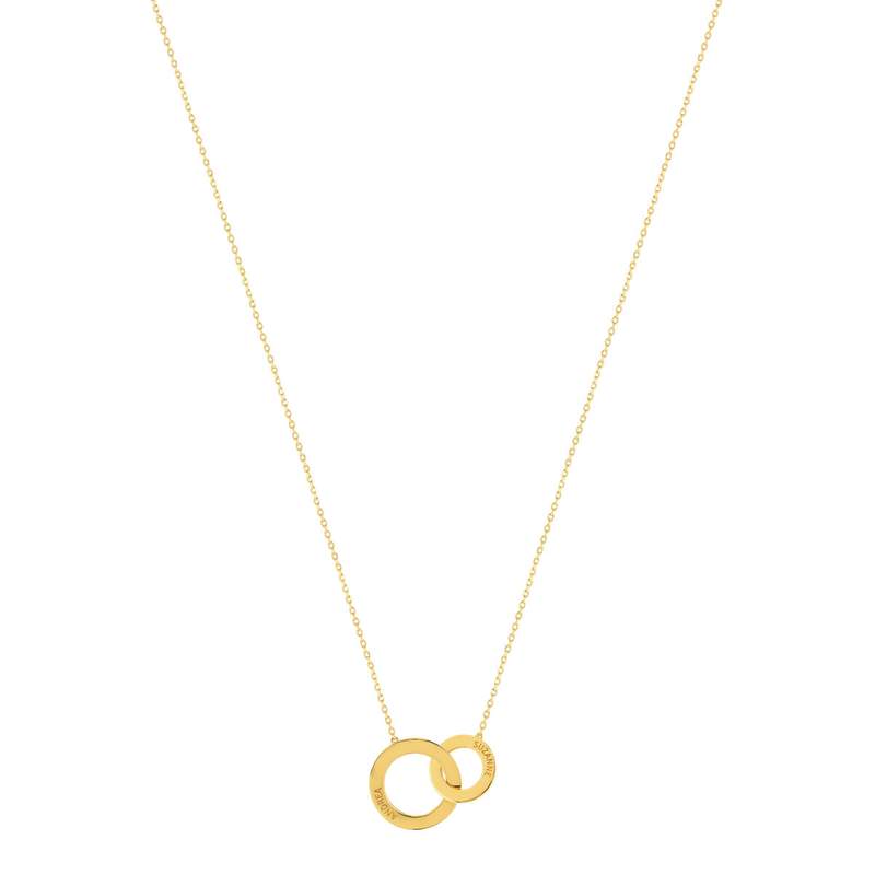 Collier plaqué or 2 cercles personnalisables entrelacés 45 cm - vue 2