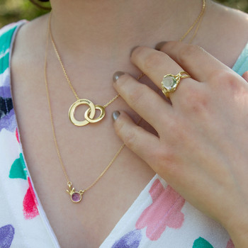 Collier plaqué or 2 cercles personnalisables entrelacés 45 cm