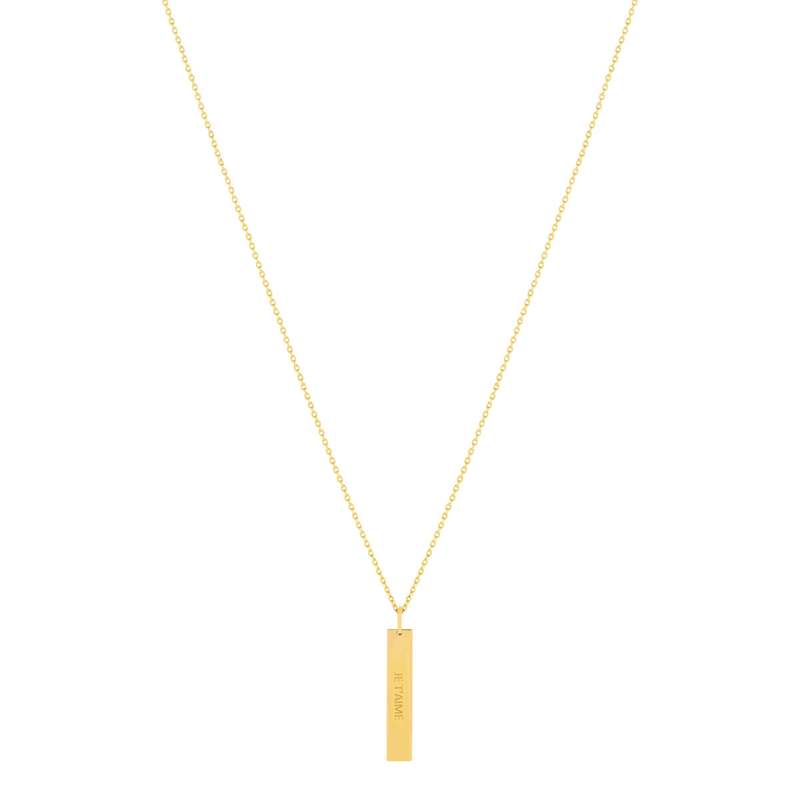 Collier plaqué or plaque personnalisable - vue 1