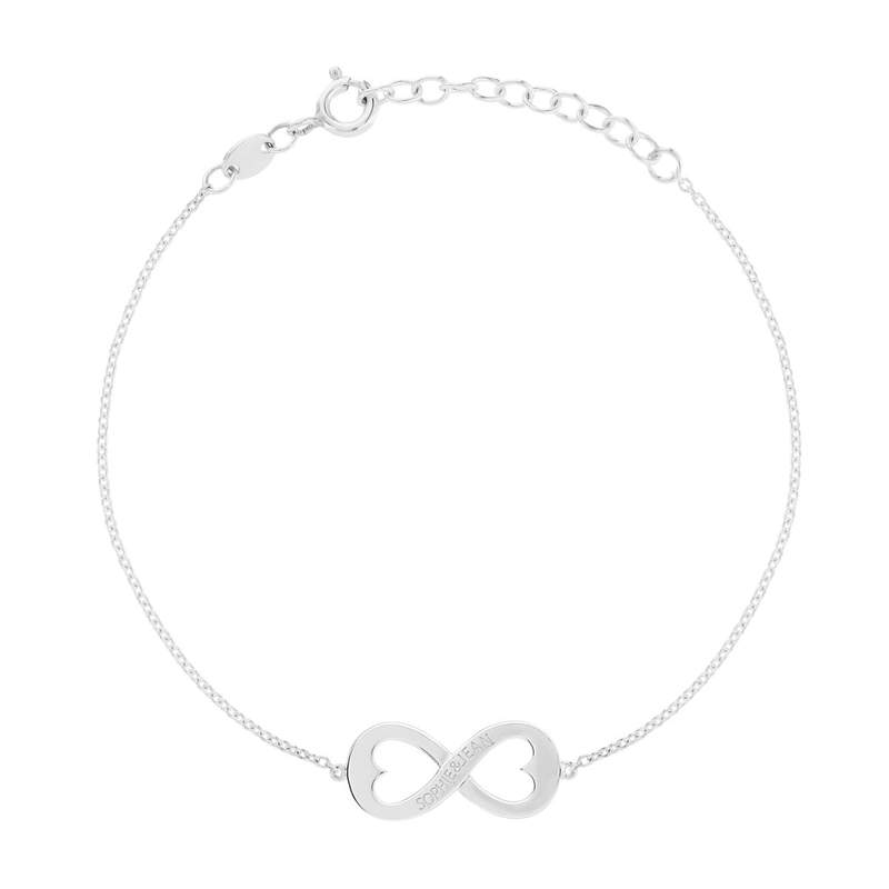 Bracelet argent 925 infini ajouré coeurs personnalisable 21 cm - vue 1