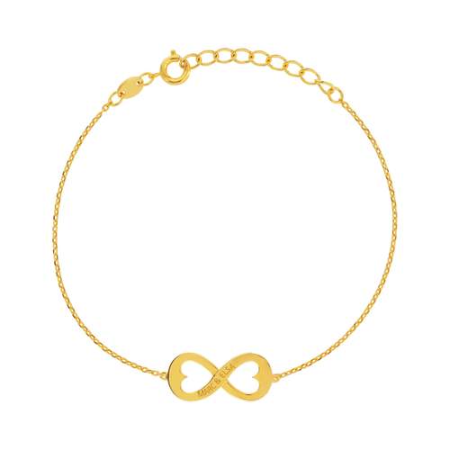 Bracelet plaqué or infini ajouré coeurs personnalisable 21 cm