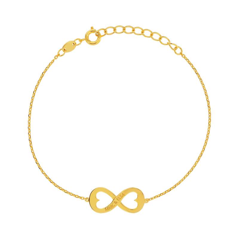 Bracelet plaqué or infini ajouré coeurs personnalisable 21 cm - vue 1
