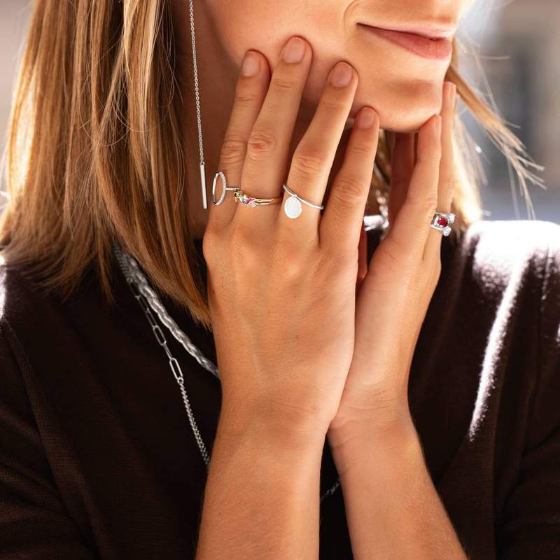 Bague argent 925 médaille personnalisable - vue porté 2