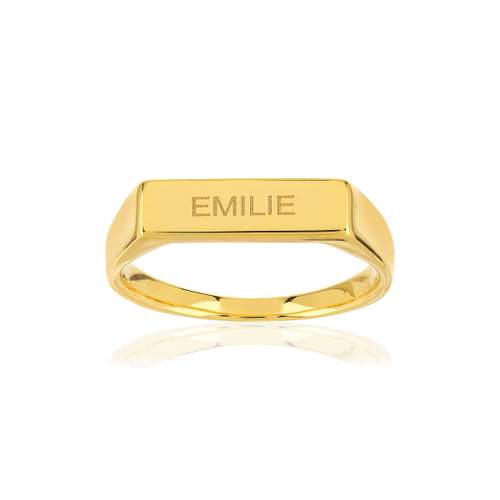 Customizable rectangle gold-plated signet ring