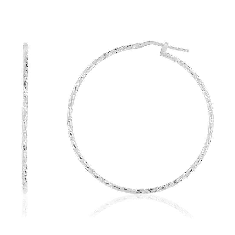 Créoles argent 925 ciselées 44 mm - vue 1