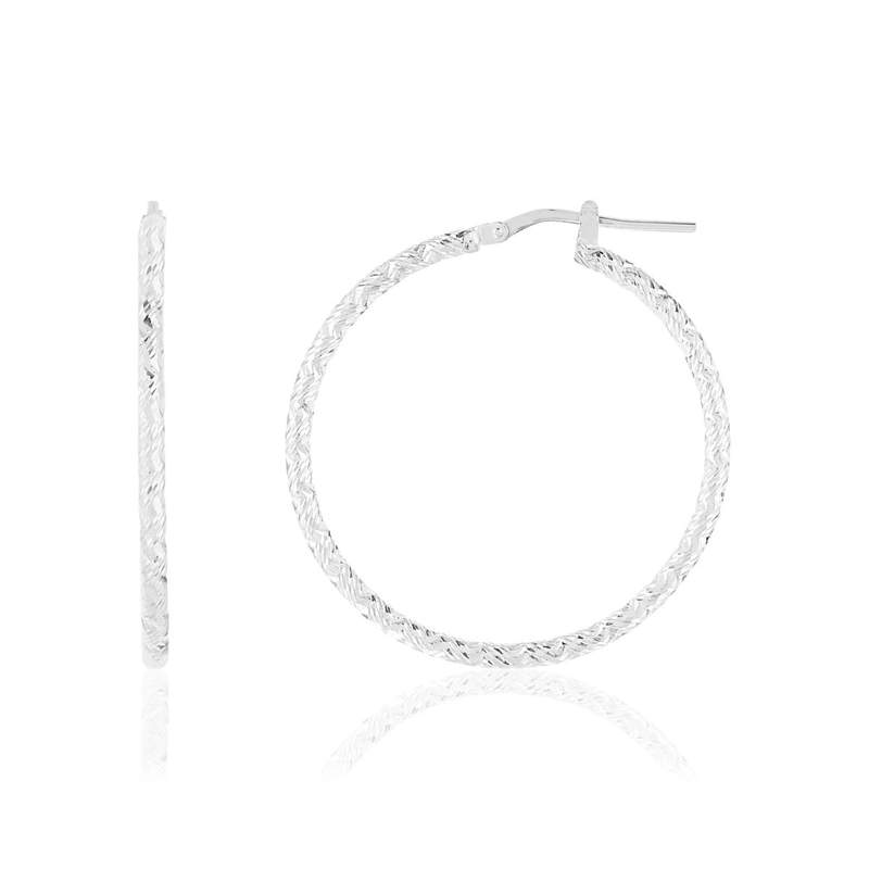 Créoles argent 925 ciselées 34 mm - vue 1
