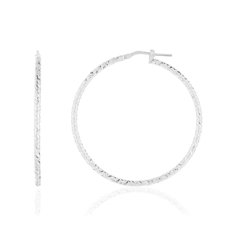 Créoles argent 925 ciselées 42 mm - vue 1