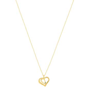 Customizable gold-plated heart necklace with green and red zirconias 44.5 cm