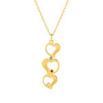 Collier plaqué or triple coeur personnalisable zirconias multicolores 44,5 cm - vue 1