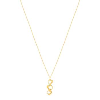 Collier plaqué or triple coeur personnalisable zirconias multicolores 44,5 cm