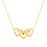 Collier plaqué or coeurs personnalisable zirconias rouge vert et blanc 44,5 cm - vue 1