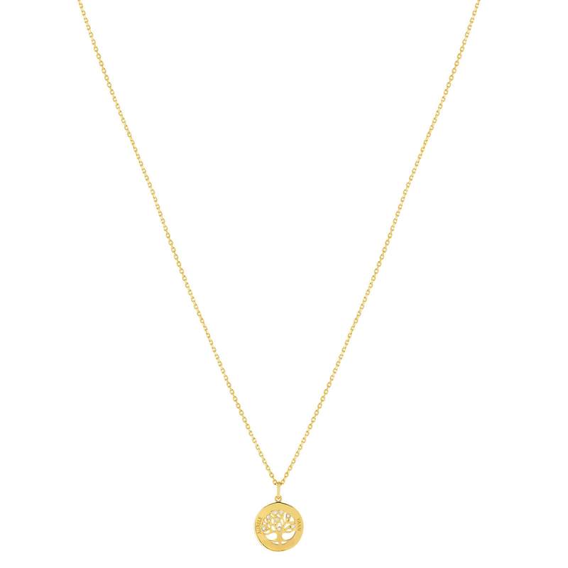Collier plaqué or arbre de vie personnalisable zirconias 44,5 cm - vue 2