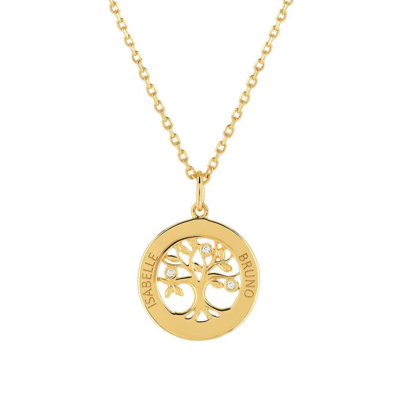 Collier plaqué or arbre de vie zirconias 44,5 cm - vue 1