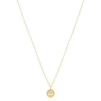 Collier plaqué or arbre de vie zirconias 44,5 cm