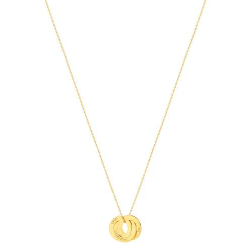 Collier plaqué or 3 cercles personnalisables entrelacés 44 cm