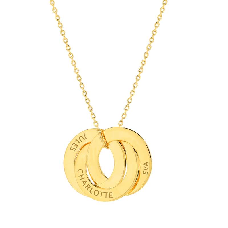 Collier plaqué or 3 cercles personnalisables entrelacés 44 cm - vue 2