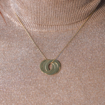 Collier plaqué or 3 cercles personnalisables entrelacés 44 cm