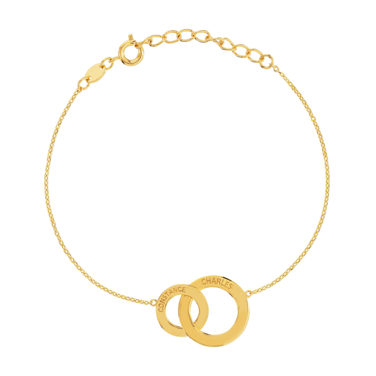 Bracelet plaqué or cercles entrelacés 21,5 cm