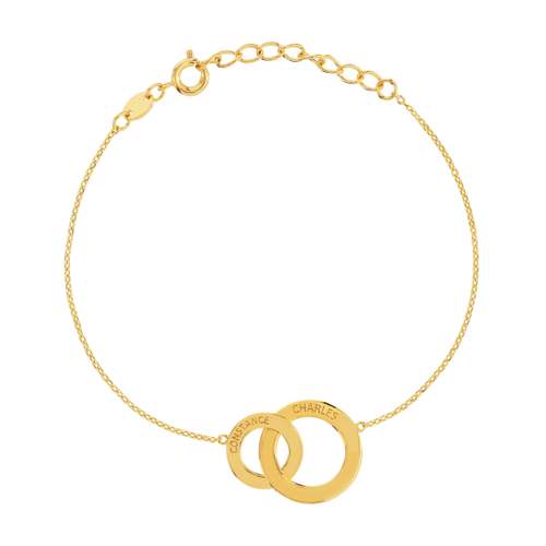 Gold-plated bracelet interlaced circles 21.5 cm