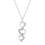 Collier argent 925 triple coeur personnalisable zirconias multicolores 44,5 cm - vue 1