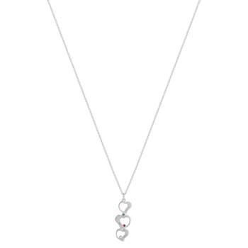 Collier argent 925 triple coeur personnalisable zirconias multicolores 44,5 cm