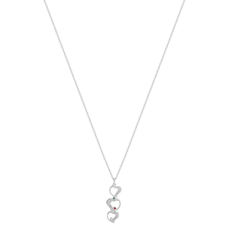 Collier argent 925 triple coeur personnalisable zirconias multicolores 44,5 cm - vue 2