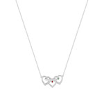 Collier argent 925 coeurs entrelacés zirconias blanc rouge et vert 44,5 cm - vue 2