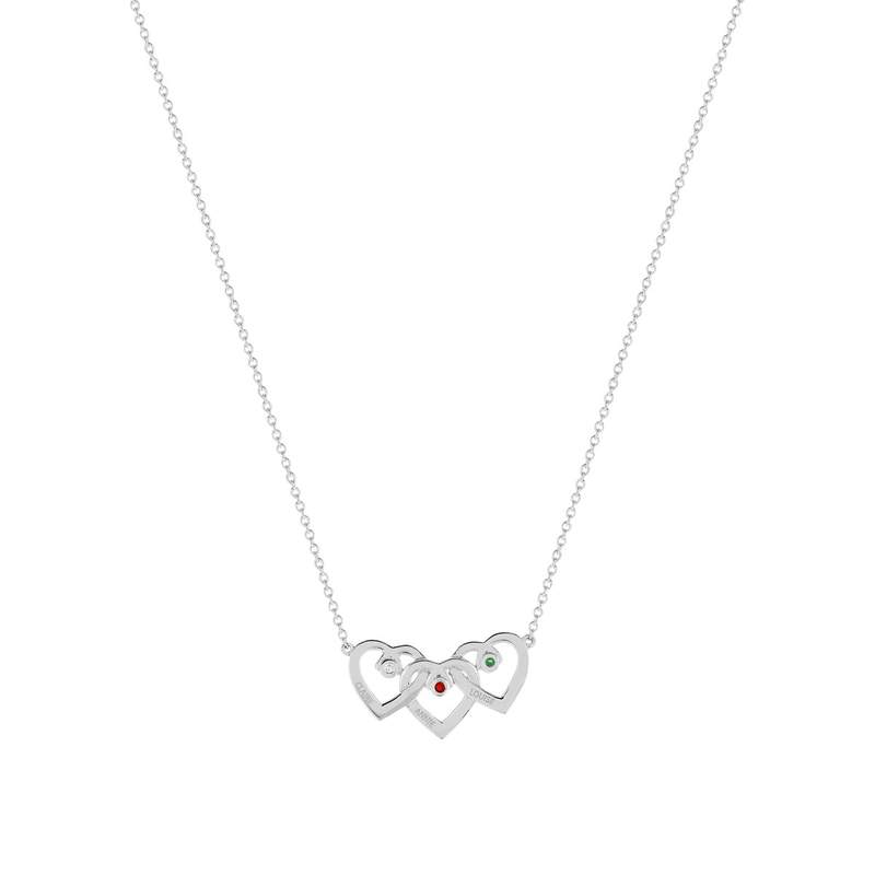 Collier argent 925 coeurs entrelacés zirconias blanc rouge et vert 44,5 cm - vue 2