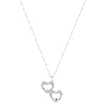 Collier argent 925 double coeur personnalisable zirconias rouge et blanc 44,5 cm - vue 2