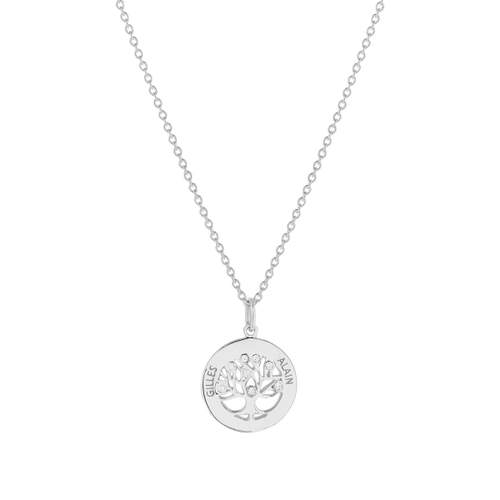 Collier argent 925 maille forçat et arbre de vie zirconias 44,5 cm
