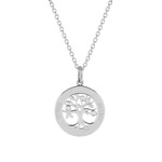 Collier argent 925 maille forçat et arbre de vie zirconias 44,5 cm - vue 1