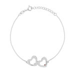 Bracelet argent 925 2 coeurs personnalisables zirconias 21 cm - vue 1