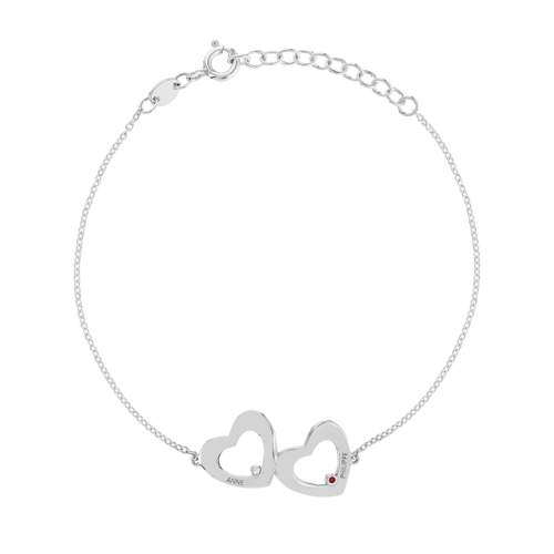 Bracelet argent 925 2 coeurs personnalisables zirconias 21 cm