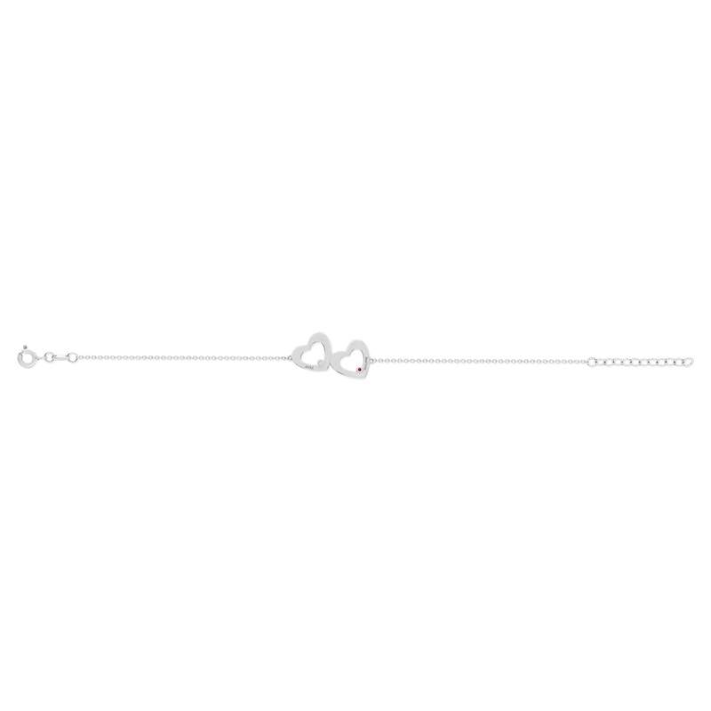 Bracelet argent 925 2 coeurs personnalisables zirconias 21 cm - vue 2