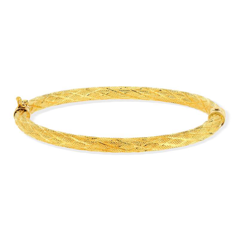 Bracelet jonc or 750 jaune diamanté - vue 1