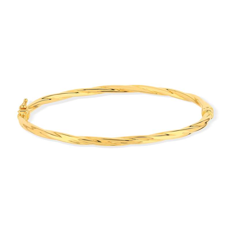 Bracelet jonc or 750 jaune torsadé - vue 1