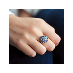 Bague argent 925 pierres imitation bleues et vert - vue porté 1