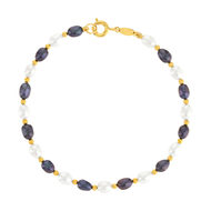 Bracelet or 375 perles de Chine noires et blanches