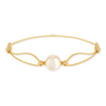 Bracelet cordon doré perle de culture de Chine - vue 1