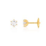 Boucles d'oreilles or 750 jaune diamant - vue D1