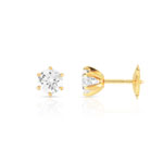 Boucles d'oreilles or 750 jaune diamant - vue D1